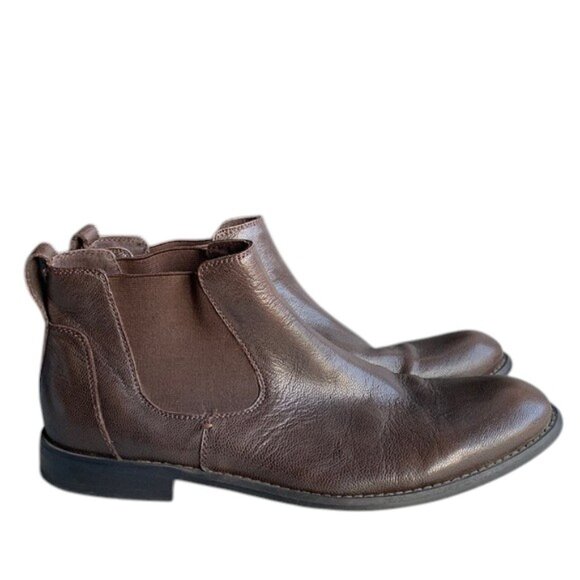 John Varvatos Chelsea Boots Men’s Size 8 Brown Chocolate Leather Ankle Dress - Picture 1 of 15